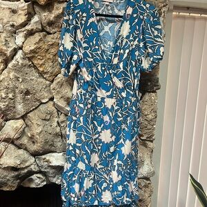 Target/Knox Rose Blue and White Paisley Wrap Long Dress Size X Large